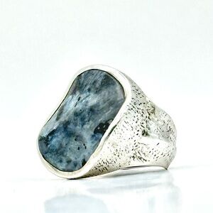 Silpada Retired R1875 Sterling Silver Wavy Feldspar Ring Size 7
